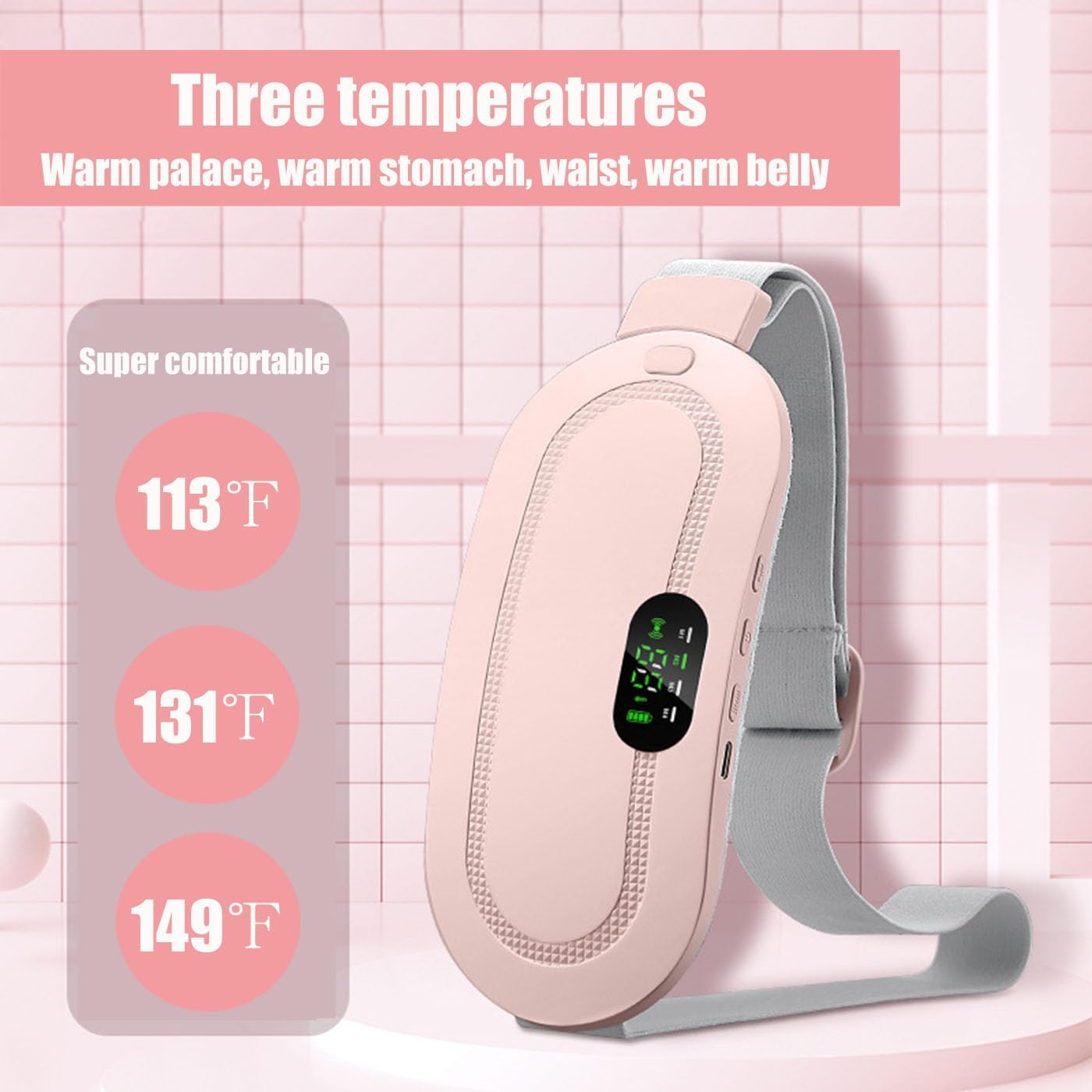 Cordless Electric Heat Cramp Belt for Menstrual Pain Relief