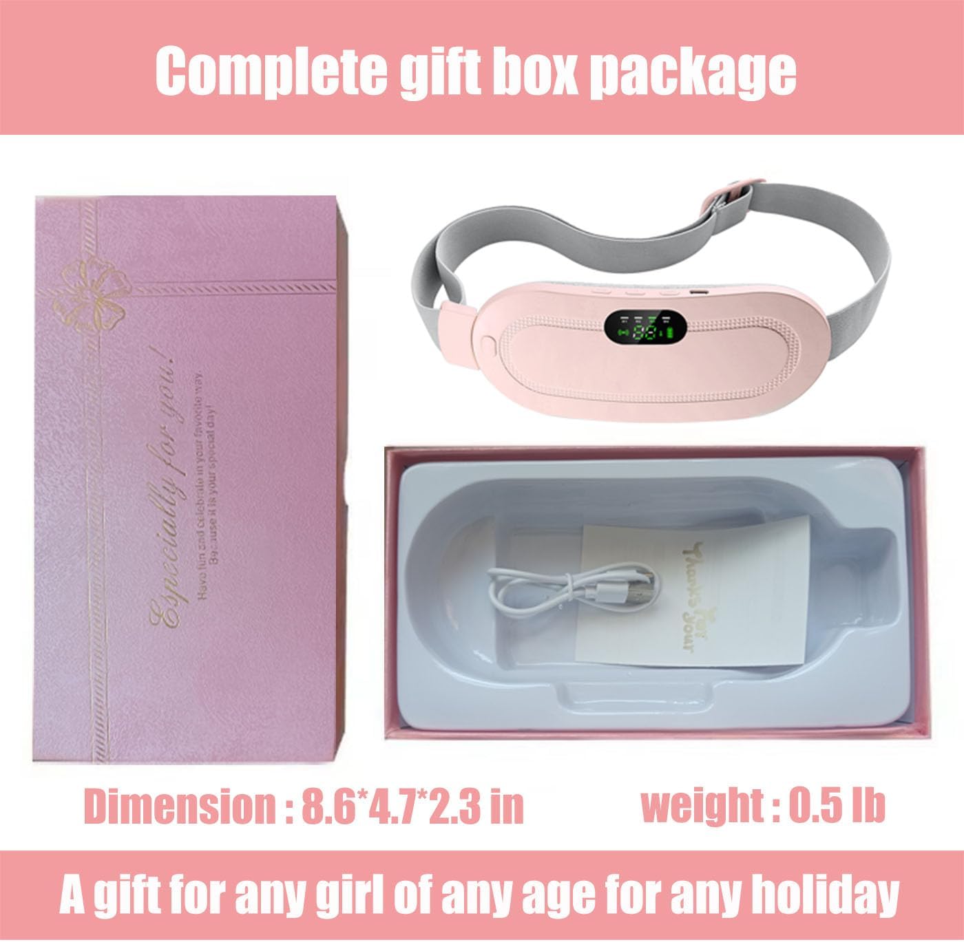 Cordless Electric Heat Cramp Belt for Menstrual Pain Relief