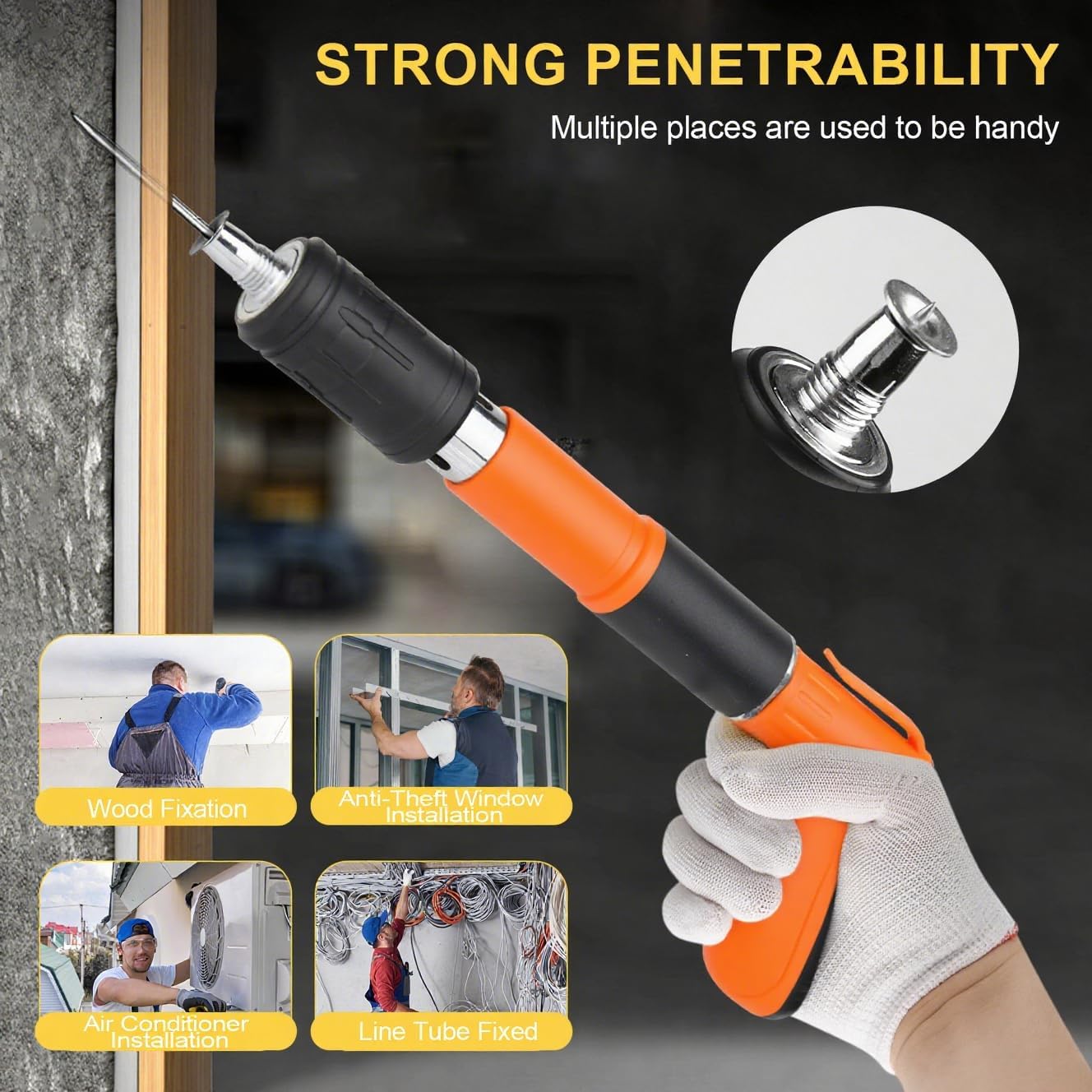Adjustable Manual Nail Gun for Concrete, Woodworking Decoration Nailer Gun