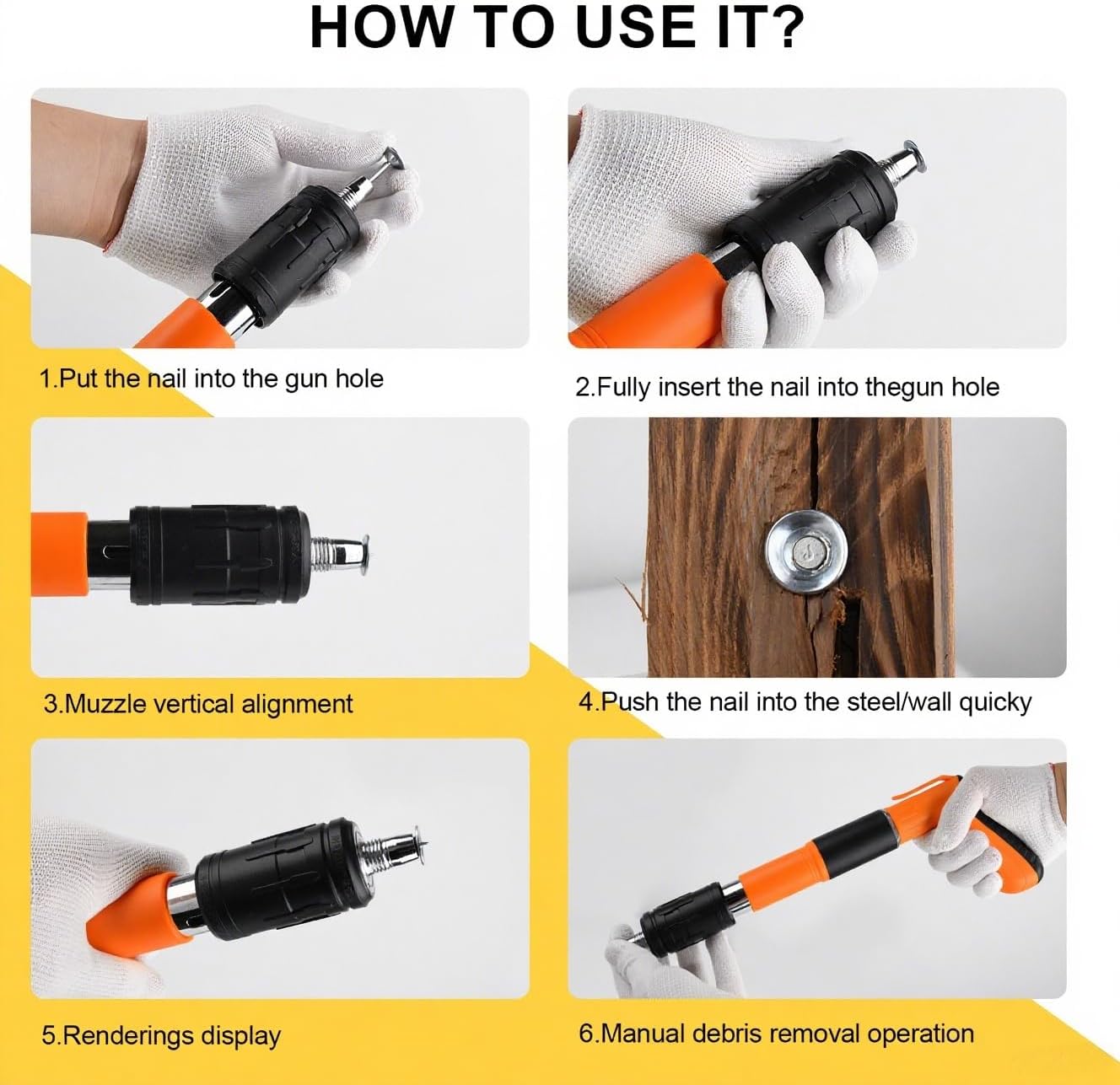 Adjustable Manual Nail Gun for Concrete, Woodworking Decoration Nailer Gun
