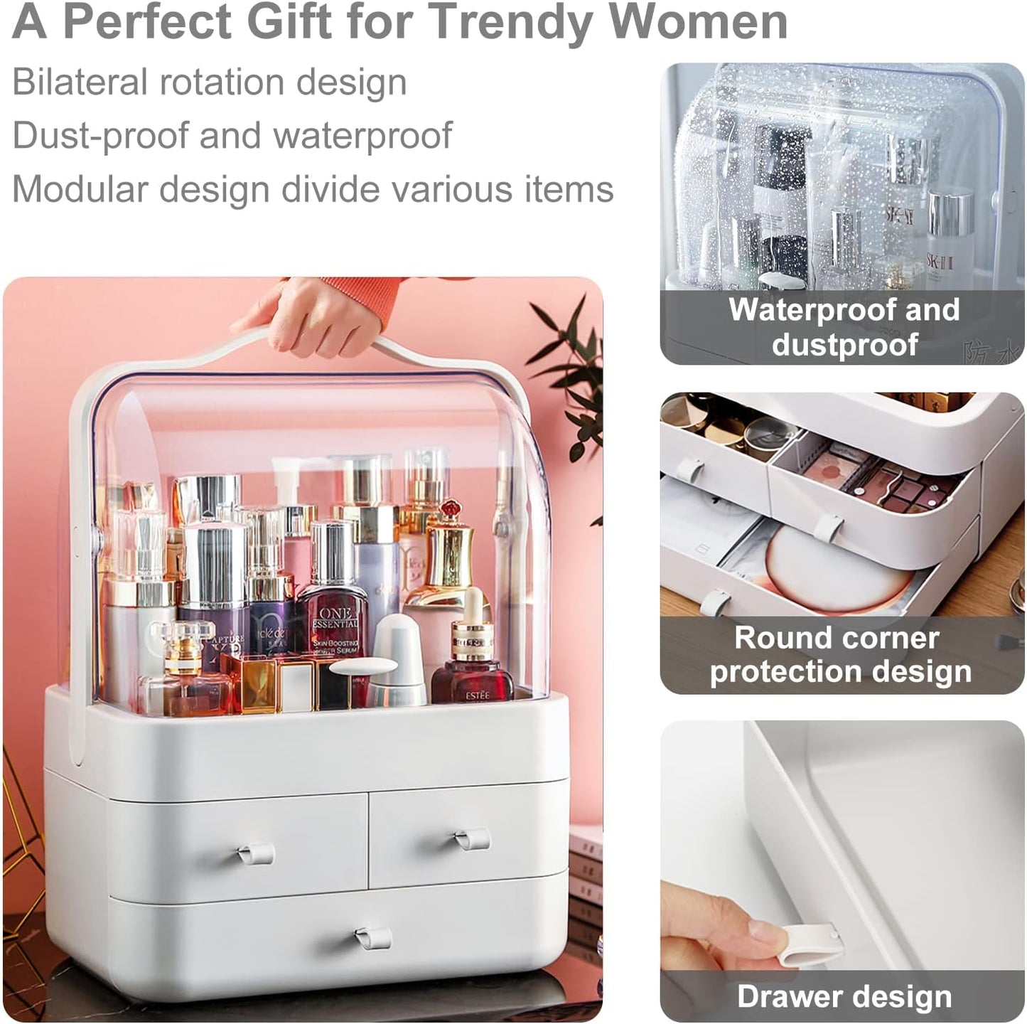 Makeup Organizer Box with Drawers for Vanity