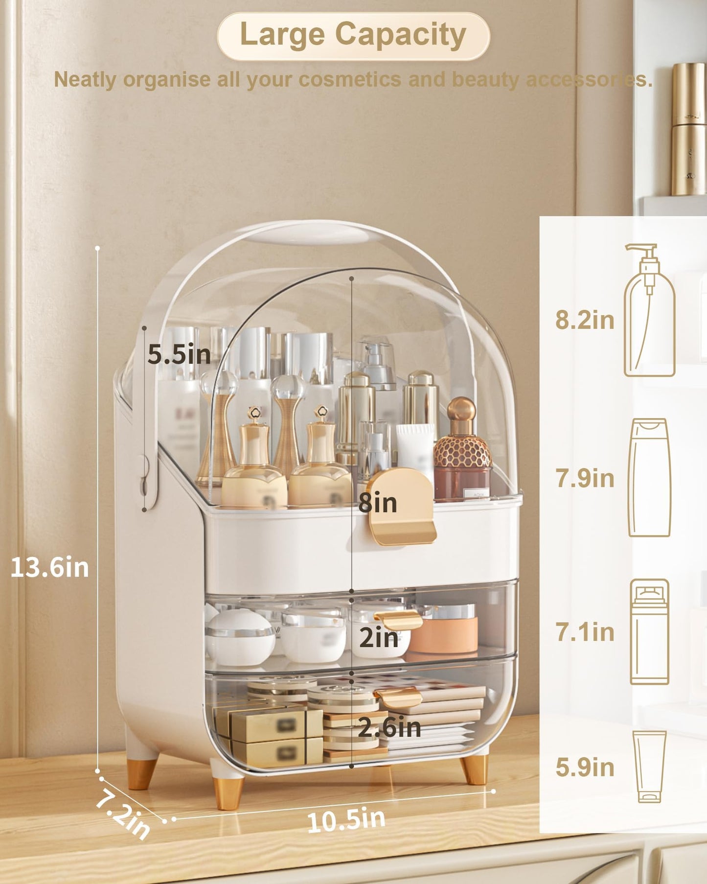 Acrylic Cosmetic Storage Box - Makeup Organizer Countertop