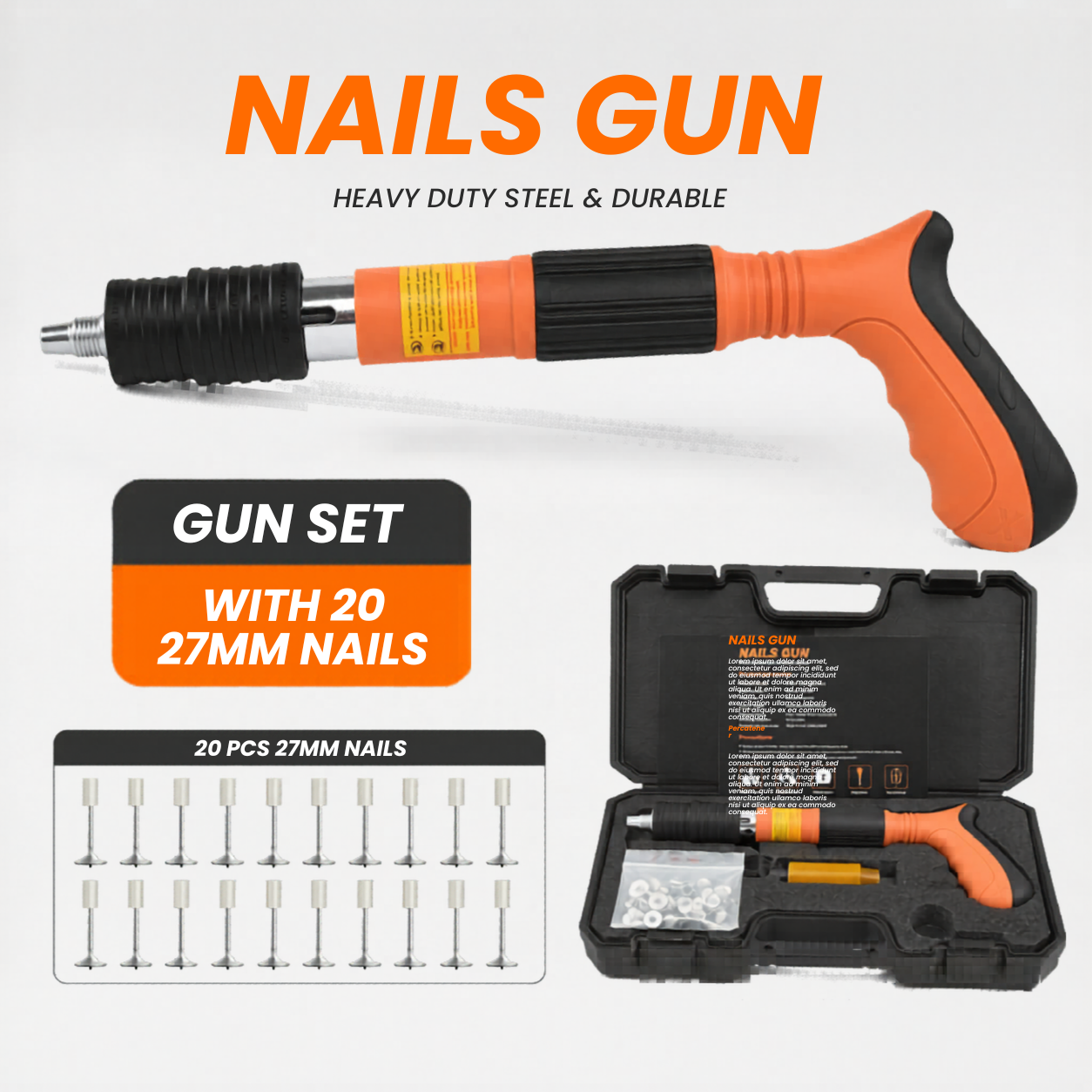 Adjustable Manual Nail Gun for Concrete, Woodworking Decoration Nailer Gun