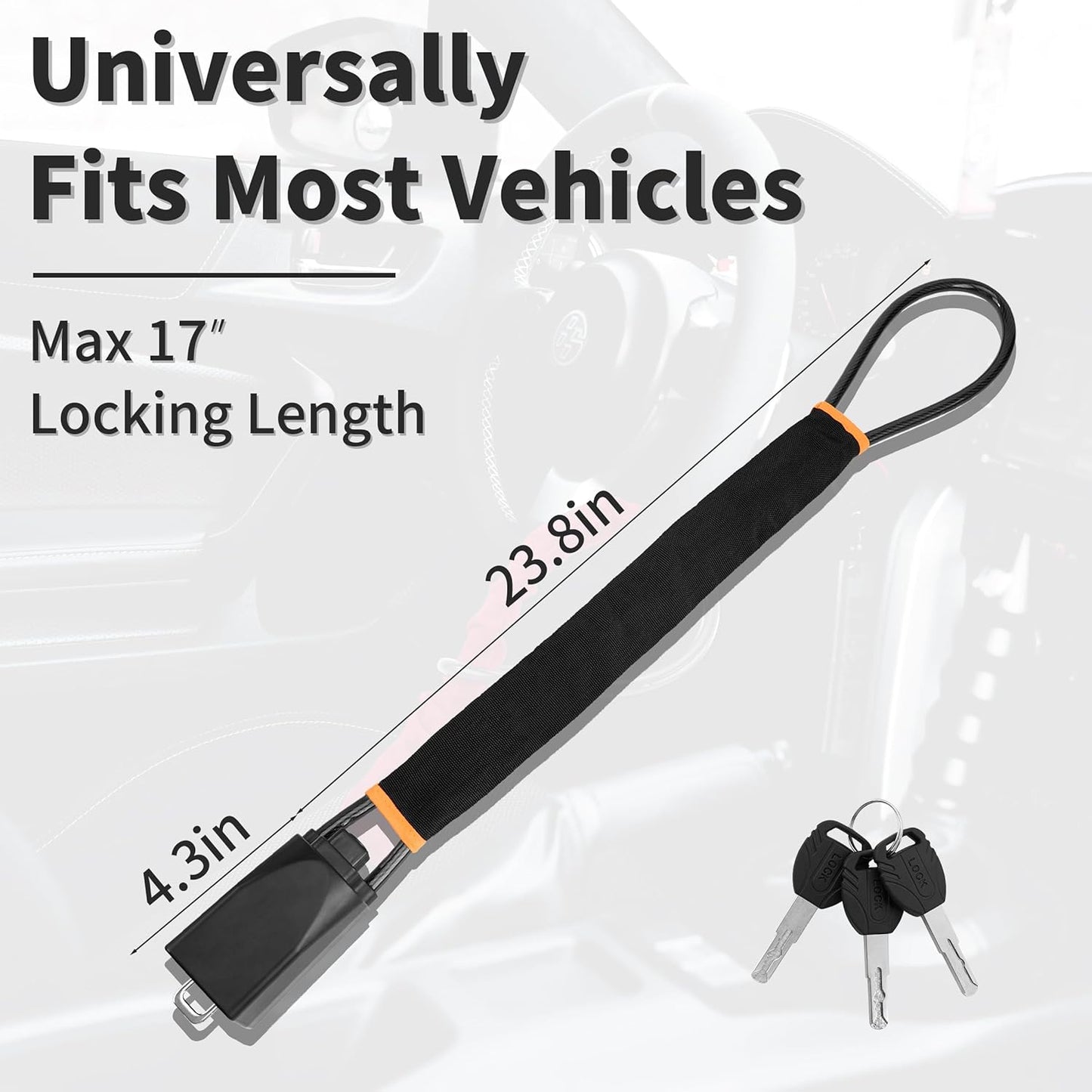 Universal Car Steering Wheel Lock with Seat Belt
