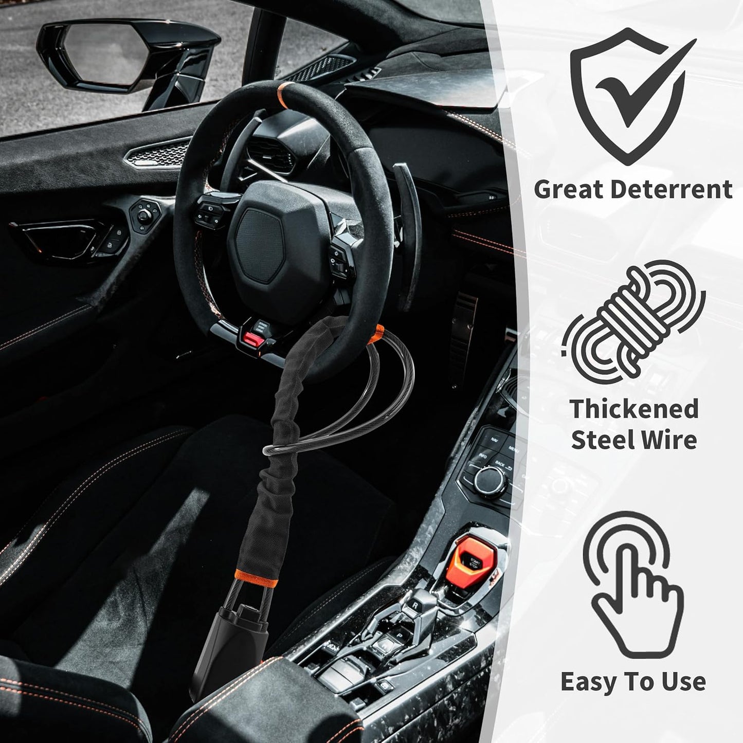 Universal Car Steering Wheel Lock with Seat Belt