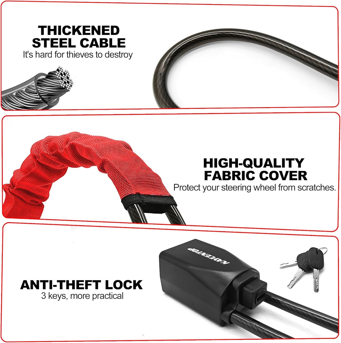 Universal Car Steering Wheel Lock with Seat Belt
